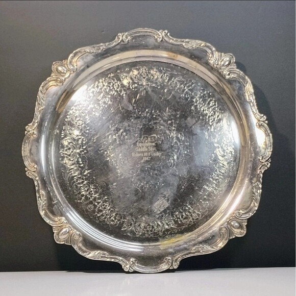 Vtg Webster Wilcox Serving Tray International Silver Co Plated Ornate Rochelle - Picture 12 of 12